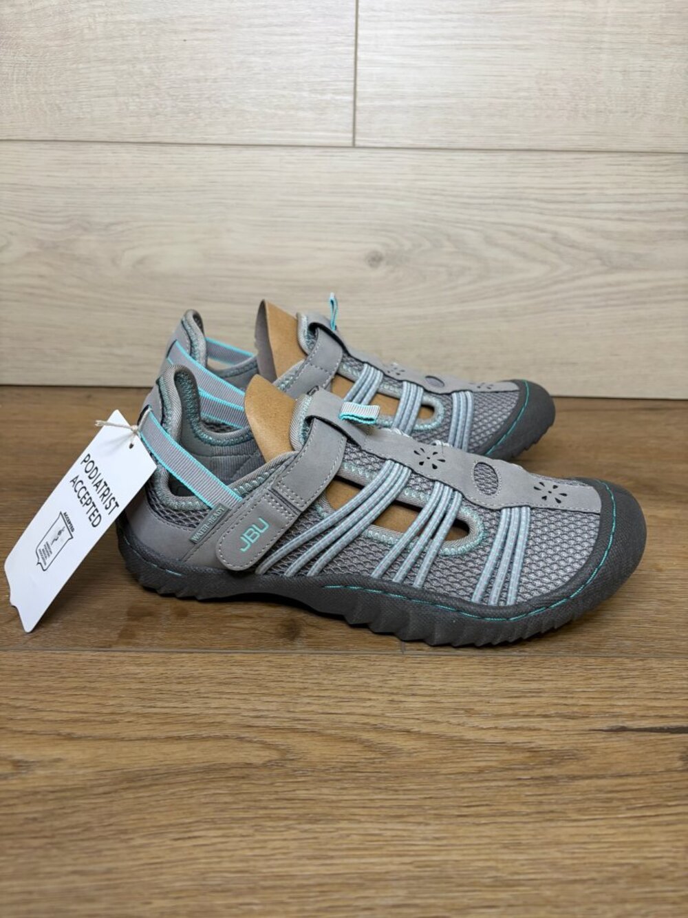 JBU by Jambu Women's Josie Water-Ready Sandals Gray/Pale Teal 6.5M NWT